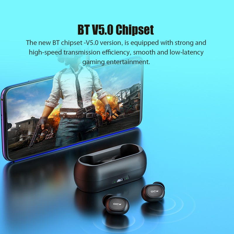 QCY - T1C TWS Wireless Bluetooth Headset Black - Image 1