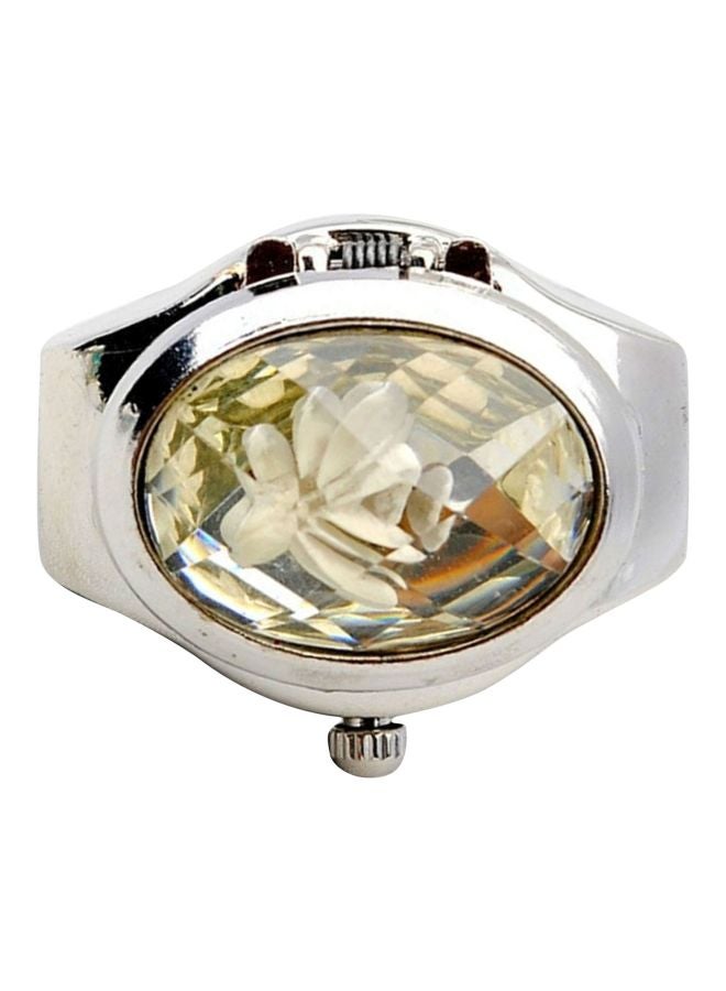 Luxury Rhinestone Ring Watch Oval Cover Mini Quartz