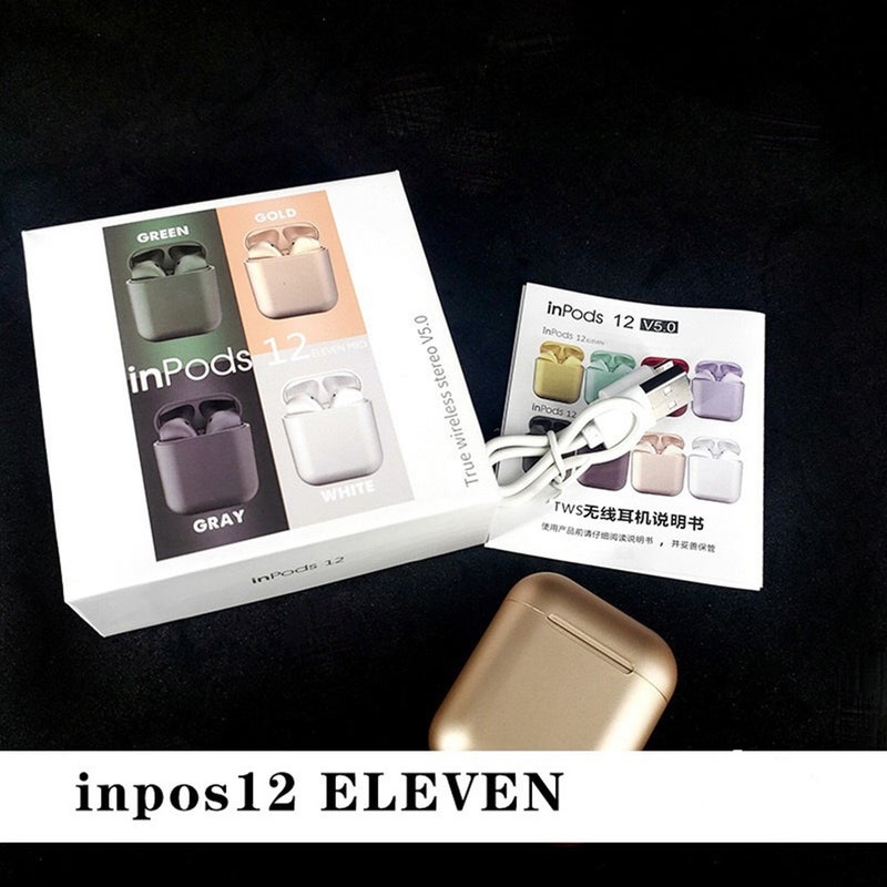 Generic - Inpods 12 TWS Popup Touch Control Bluetooth Wireless Earbuds Mettalic Red - Image 1