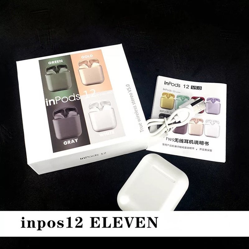 Generic - Inpods 12 TWS Popup Touch Control Bluetooth Wireless Earbuds Mettalic Red - Image 1