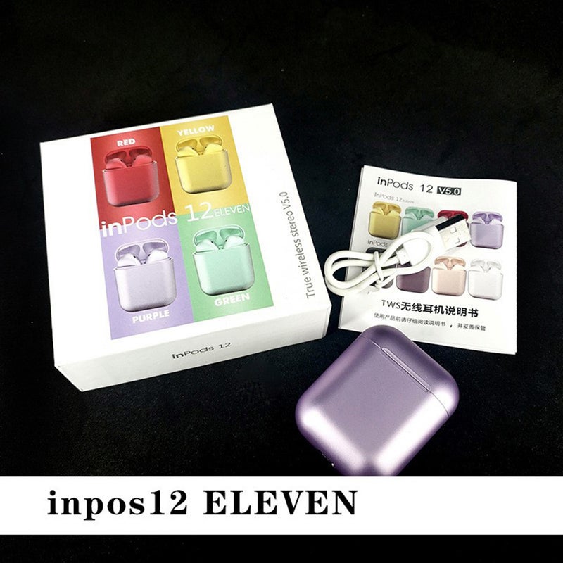 Generic - Inpods 12 TWS Popup Touch Control Bluetooth Wireless Earbuds Mettalic Yellow - Image 1