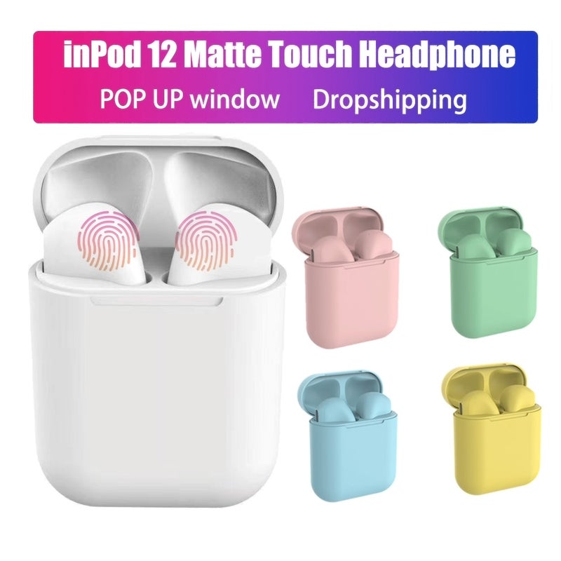 Inpods 12 TWS Popup Touch Control Bluetooth Wireless Earbuds Light Green