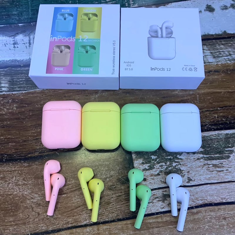 Generic - Inpods 12 TWS Popup Touch Control Bluetooth Wireless Earbuds Yellow - Image 1