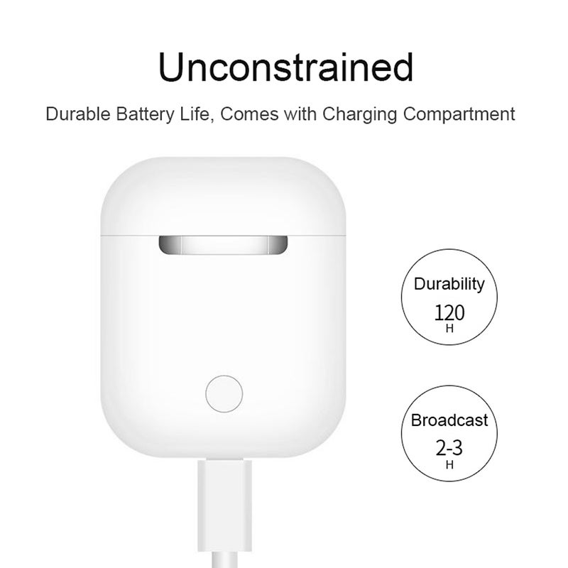 Generic - i12 TWS Popup Touch Control Bluetooth Wireless Earbuds White - Image 1