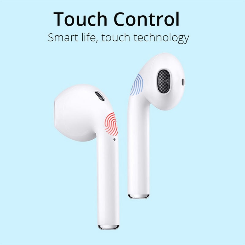 Generic - i12 TWS Popup Touch Control Bluetooth Wireless Earbuds White - Image 1