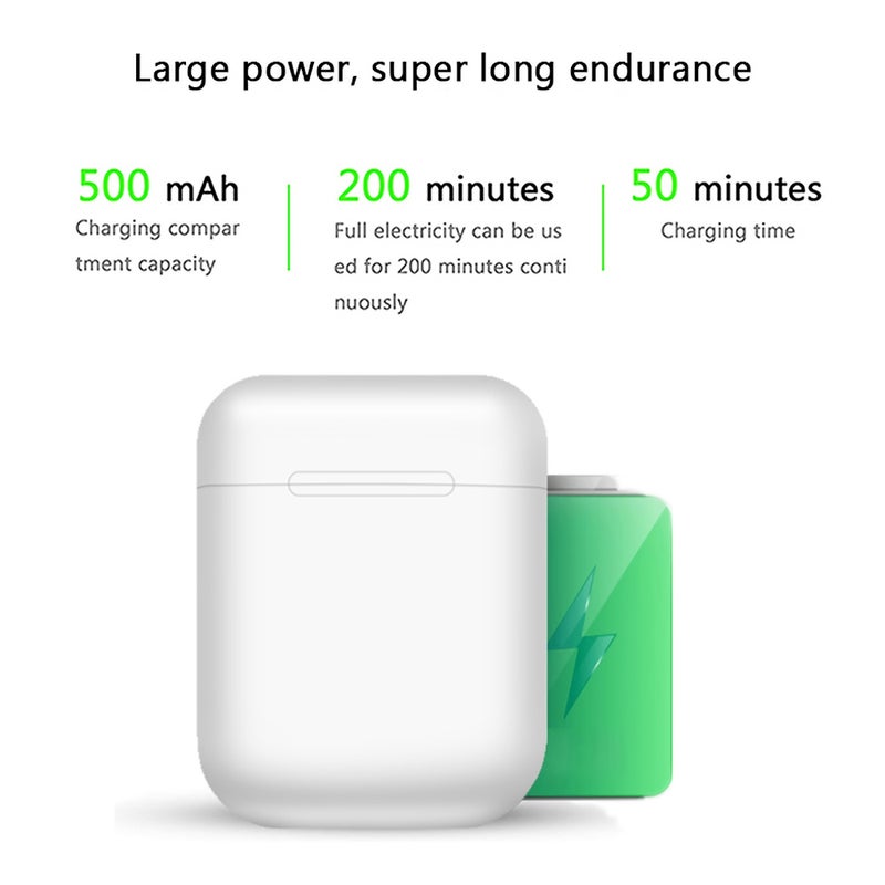Generic - i12 TWS Popup Touch Control Bluetooth Wireless Earbuds White - Image 1