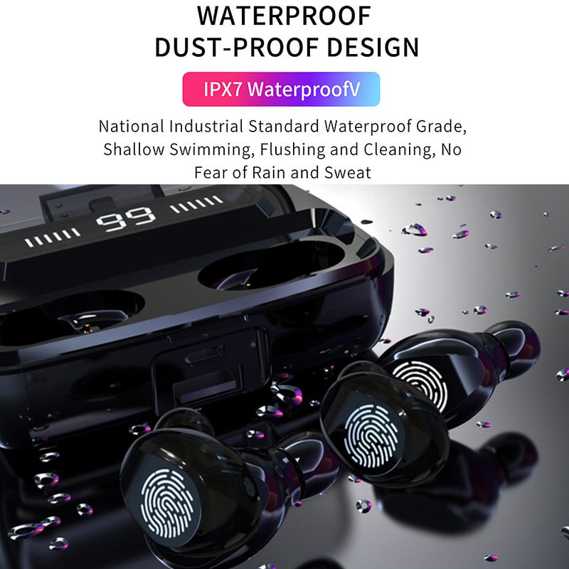 Generic - F9 TWS Bluetooth Wireless Led Power Display Earbuds With Touch Control Black - Image 1
