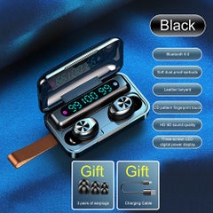 F9 9 TWS Bluetooth Wireless Led Power Display Earbuds With Touch Control Black