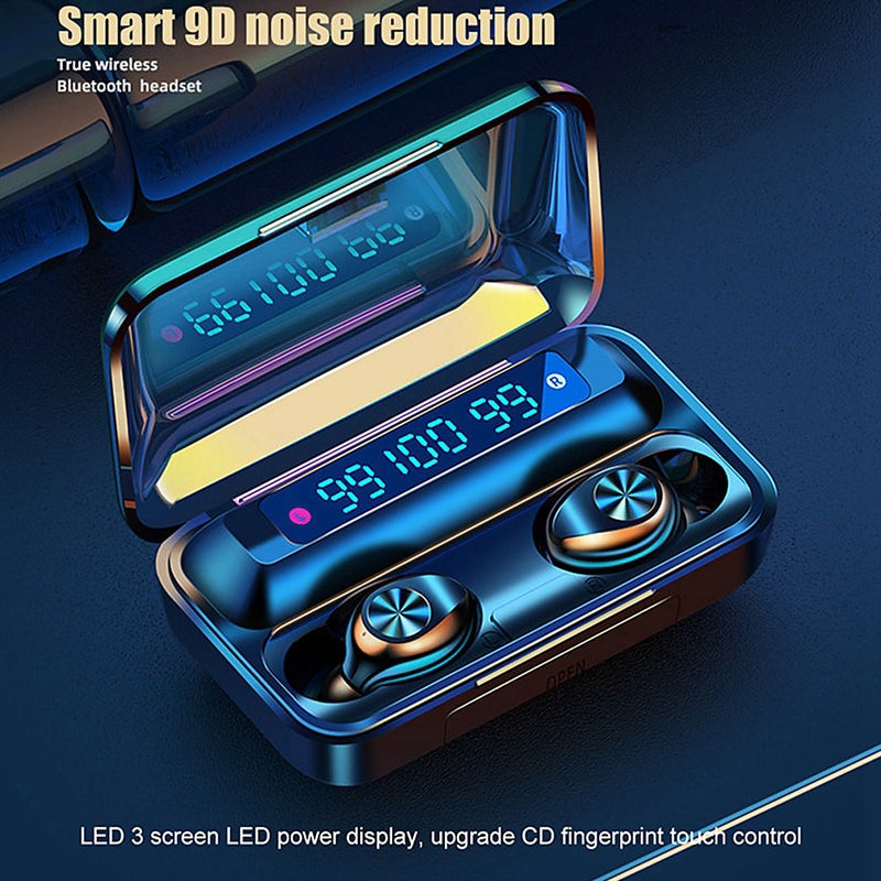 Generic - F9 9 TWS Bluetooth Wireless Led Power Display Earbuds With Touch Control Black - Image 1