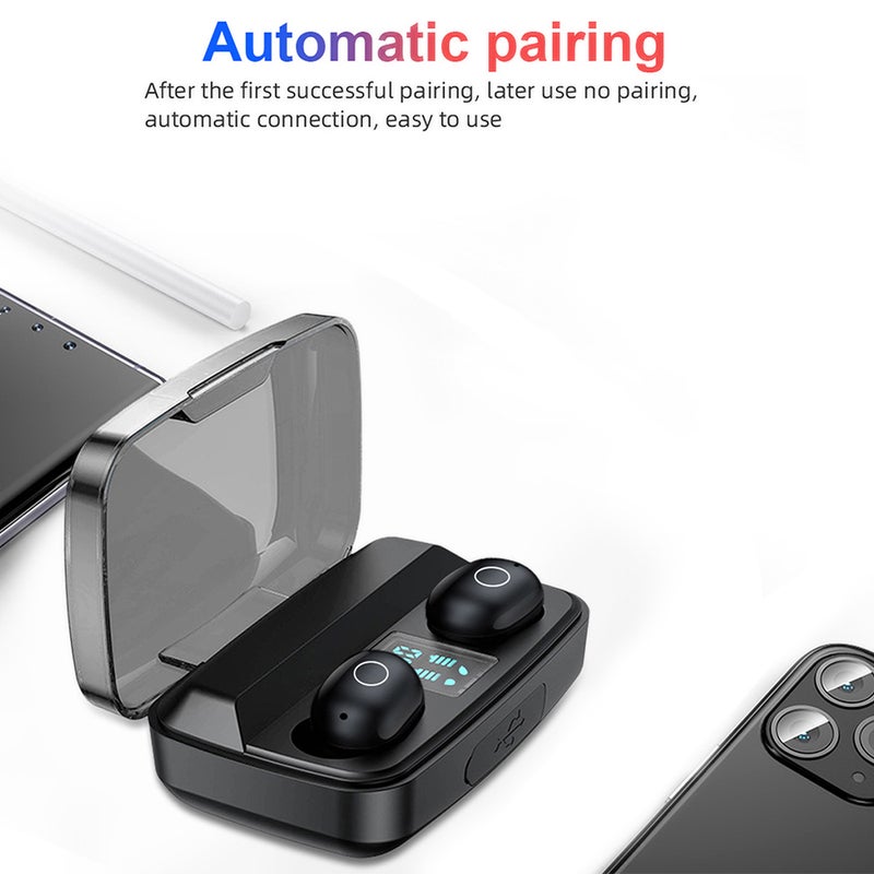 A16 TWS Bluetooth Wireless Led Power Display Earbuds With Fingerprint Touch Control White