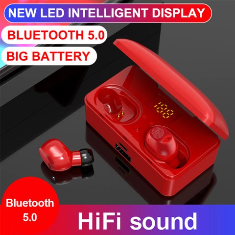 G10 TWS Bluetooth Wireless Mini Sports Earbuds With Led Power Display Red