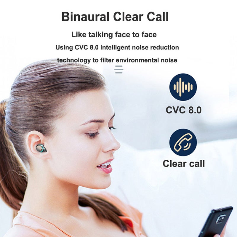 Generic - F9 6 TWS Bluetooth Wireless Led Power Display Earbuds With Touch Control White - Image 1