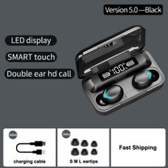 F9 6 TWS Bluetooth Wireless Led Power Display Earbuds With Touch Control Black