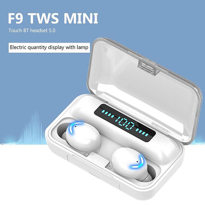 Generic - F9 6 TWS Bluetooth Wireless Led Power Display Earbuds With Touch Control Black - Image 1