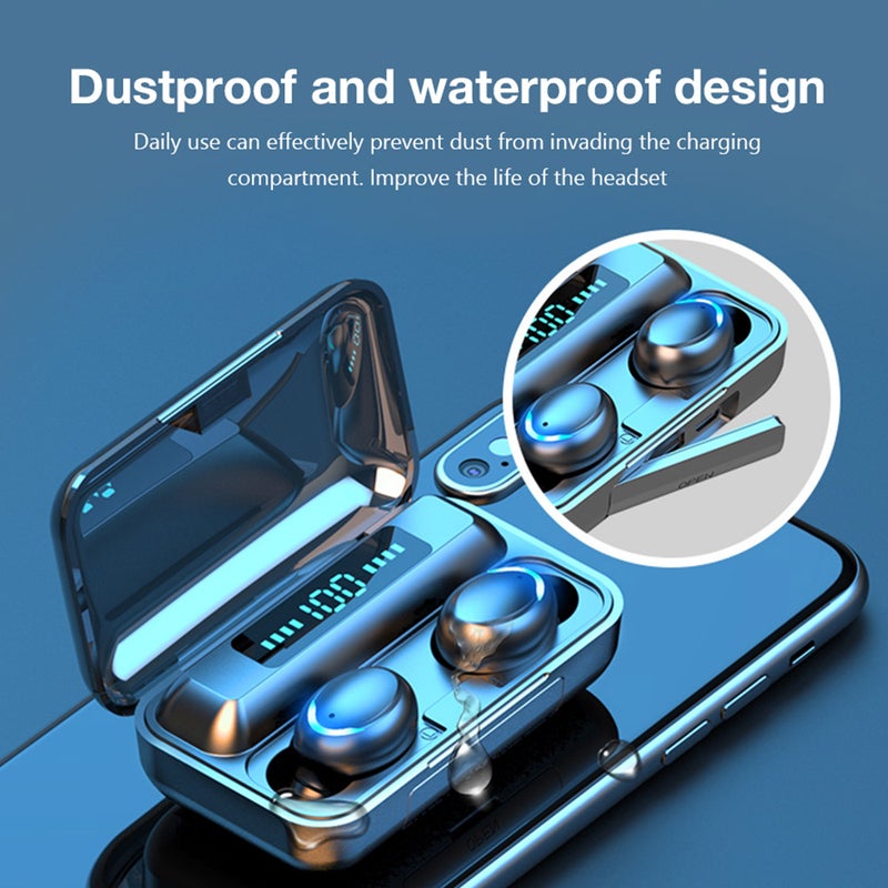 Generic - F9 6 TWS Bluetooth Wireless Led Power Display Earbuds With Touch Control Black - Image 1