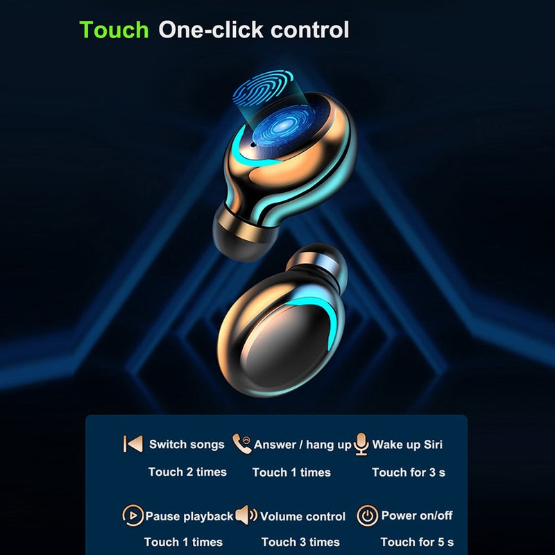 Generic - F9 6 TWS Bluetooth Wireless Led Power Display Earbuds With Touch Control Black - Image 1