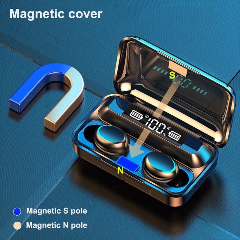 Generic - F9 6 TWS Bluetooth Wireless Led Power Display Earbuds With Touch Control Black - Image 1