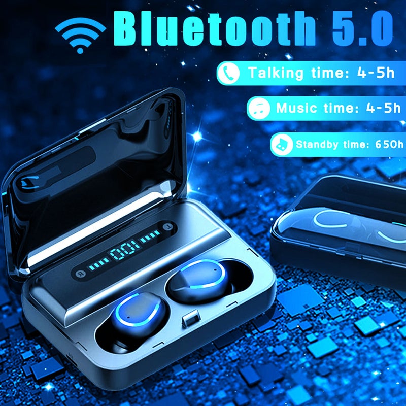 Generic - F9 6 TWS Bluetooth Wireless Led Power Display Earbuds With Touch Control Black - Image 1