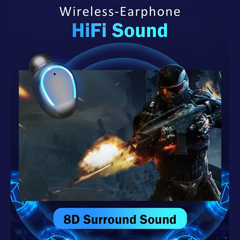 Generic - F9 6 TWS Bluetooth Wireless Led Power Display Earbuds With Touch Control Black - Image 1