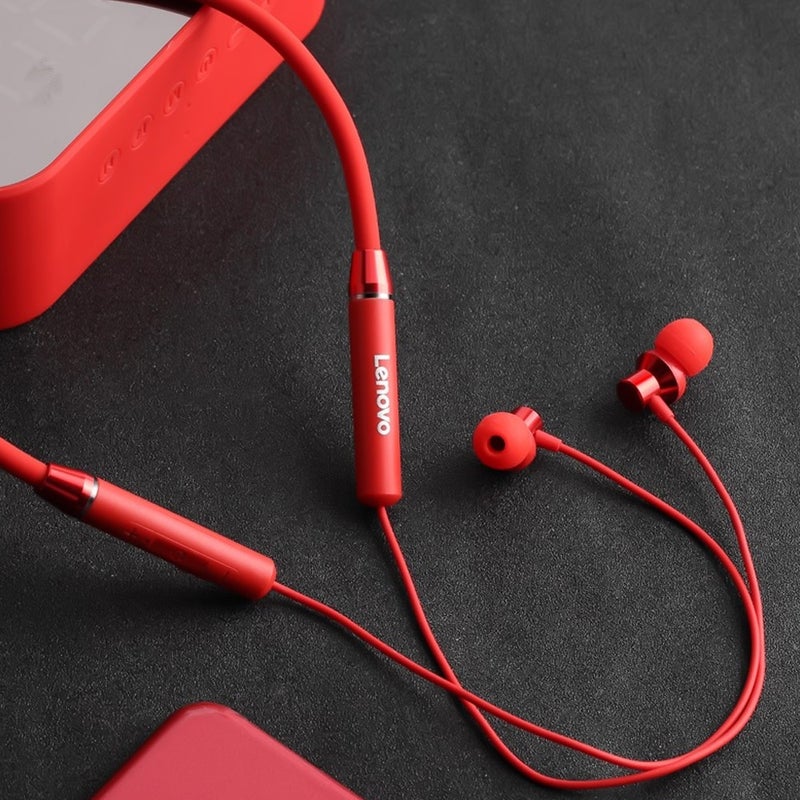 Lenovo - HE05 Bluetooth Wireless Neckband Stereo Earphone Black - Image 1