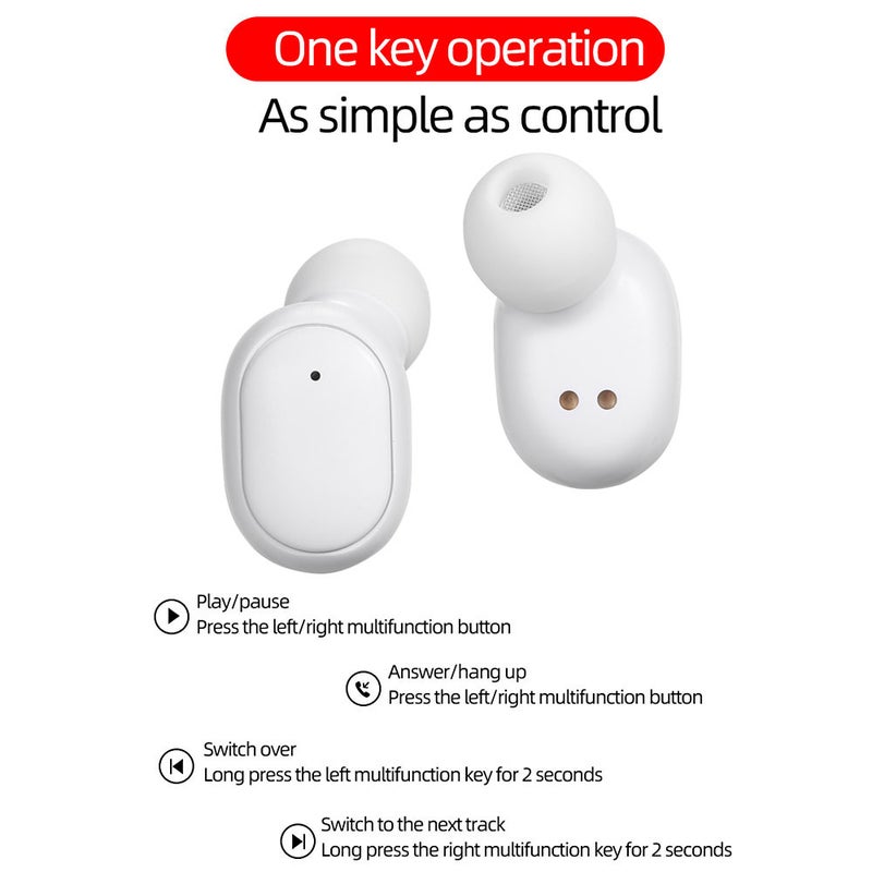 Generic - A6S Mini TWS Wireless Bluetooth Stereo Earbuds White - Image 1
