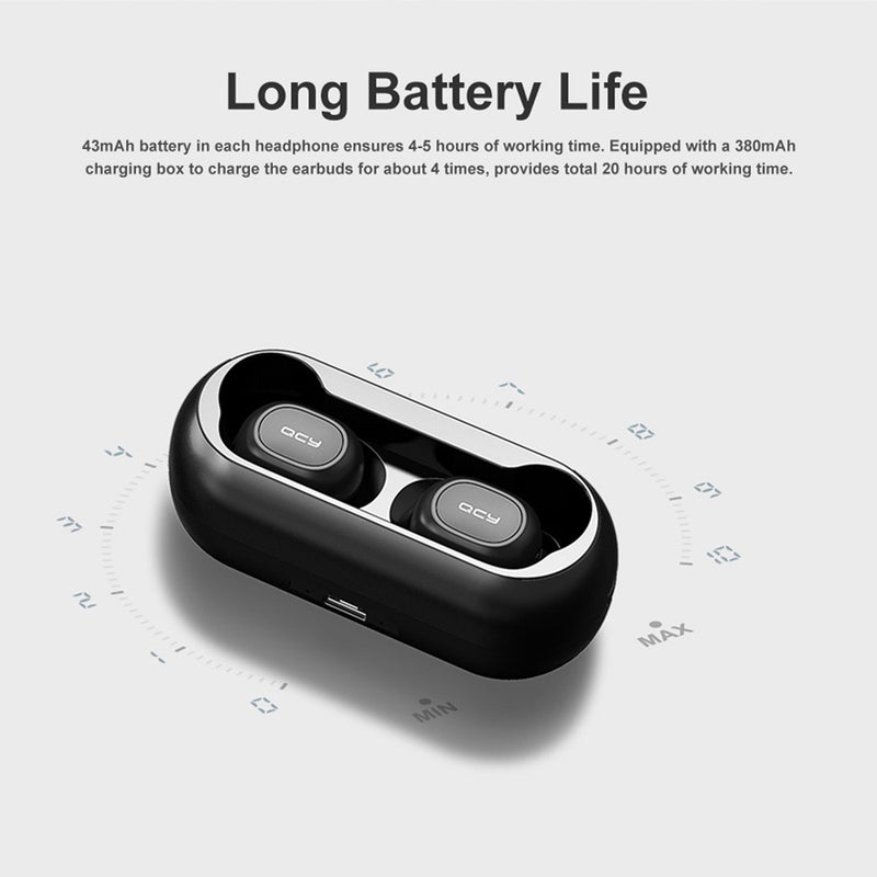 T1C Stylish Wireless In Ear Bluetooth Earbuds Black