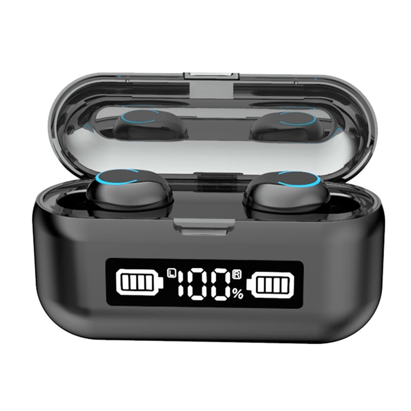 F9 43 Wireless Bluetooth Fingerprint Touch Control Earbuds With Round Light Black - Image 5