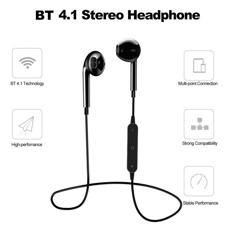S6 Bluetooth In Ear Smart Phone Hands Free Earphone With Mic Black - Image 2