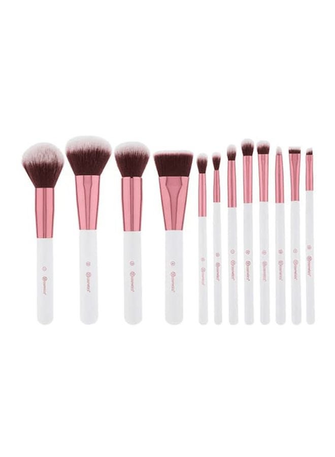 BH Cosmetics 12-Piece Crystal Quartz Brush With Case White/Rose Gold/Brown  - Image 2