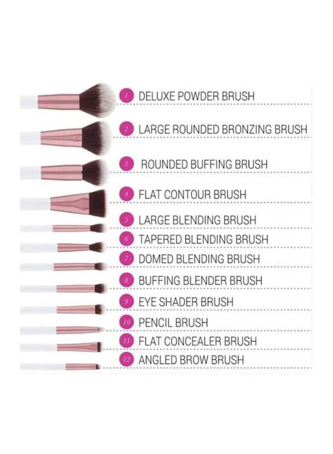 BH Cosmetics 12-Piece Crystal Quartz Brush With Case White/Rose Gold/Brown  - Image 3