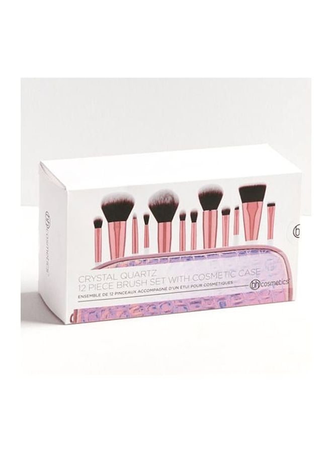 BH Cosmetics 12-Piece Crystal Quartz Brush With Case White/Rose Gold/Brown  - Image 4