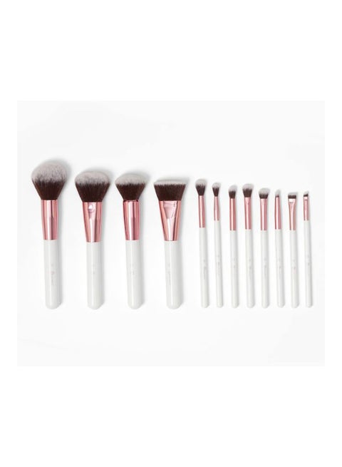 12 Piece Crystal Quartz Brush Set With Bag White