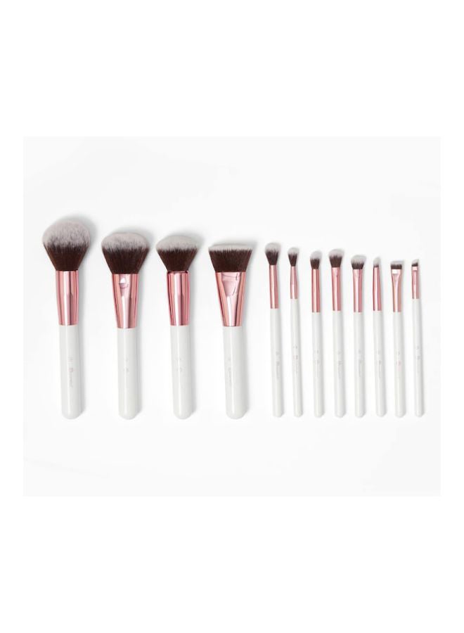 BH Cosmetics 12 Piece Crystal Quartz Brush Set With Bag White  - Image 1