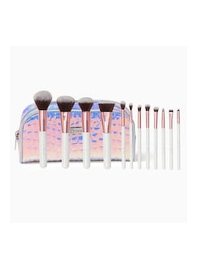 BH Cosmetics 12 Piece Crystal Quartz Brush Set With Bag White  - Image 5