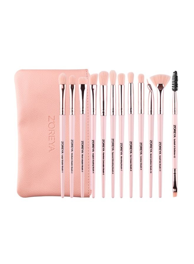 Z'OREYA 12-Piece Make Up Brush With Bag Pink/Black - Image 1