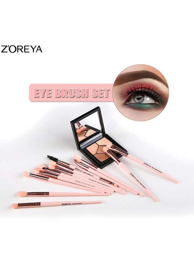 Z'OREYA 12-Piece Make Up Brush With Bag Pink/Black - Image 2