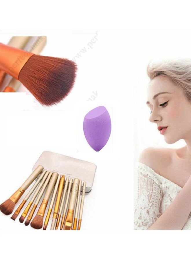 مجموعة فرش مكياج بشعيرات من الألياف مكونة من 12 قطعة بني/ذهبي - Image 2