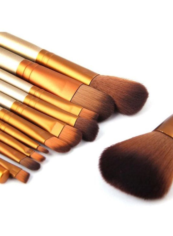 طقم من 12 فرشاة لمستحضرات التجميل بيج/ بني/ ذهبي - Image 4