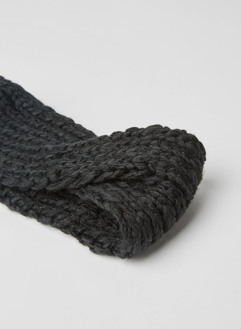 FOREVER 21 Solid Pattern Knitted Headband Black - Image 3