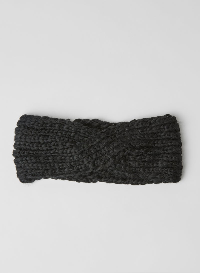 FOREVER 21 Solid Pattern Knitted Headband Black - Image 1