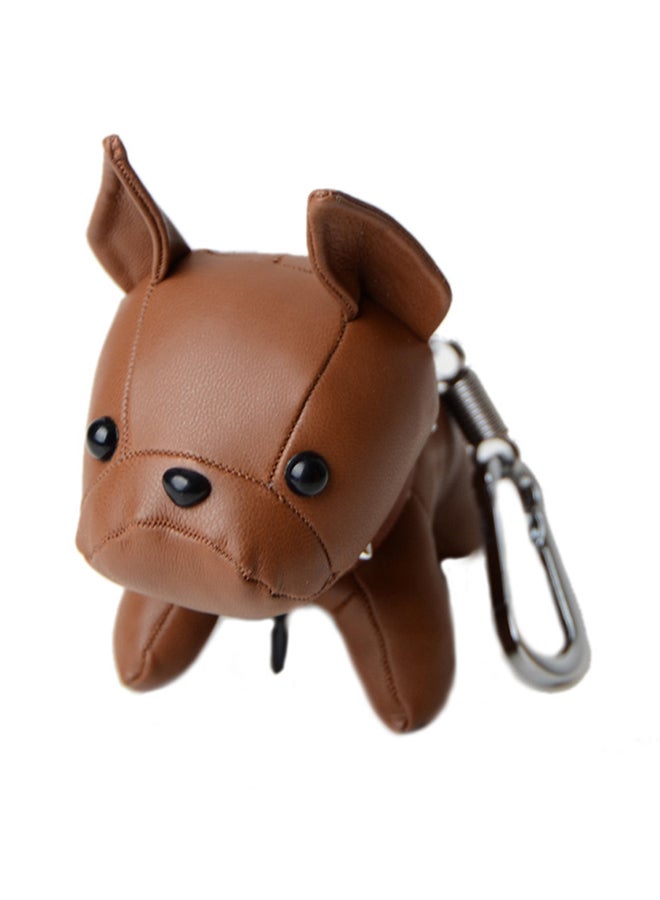 Mini Bulldog Puppy Faux Leather Doll Hanging Pendant Key Ring Keychain Decor 20 x 10 x 20cm 