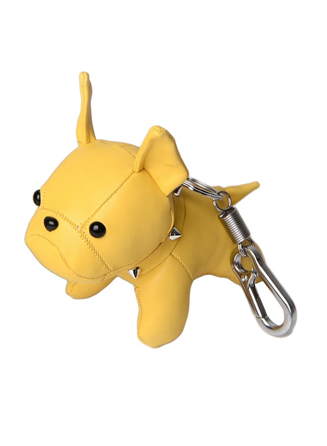 Mini Bulldog Puppy Faux Leather Doll Hanging Pendant Key Ring Keychain Decor 20 x 10 x 20cm 