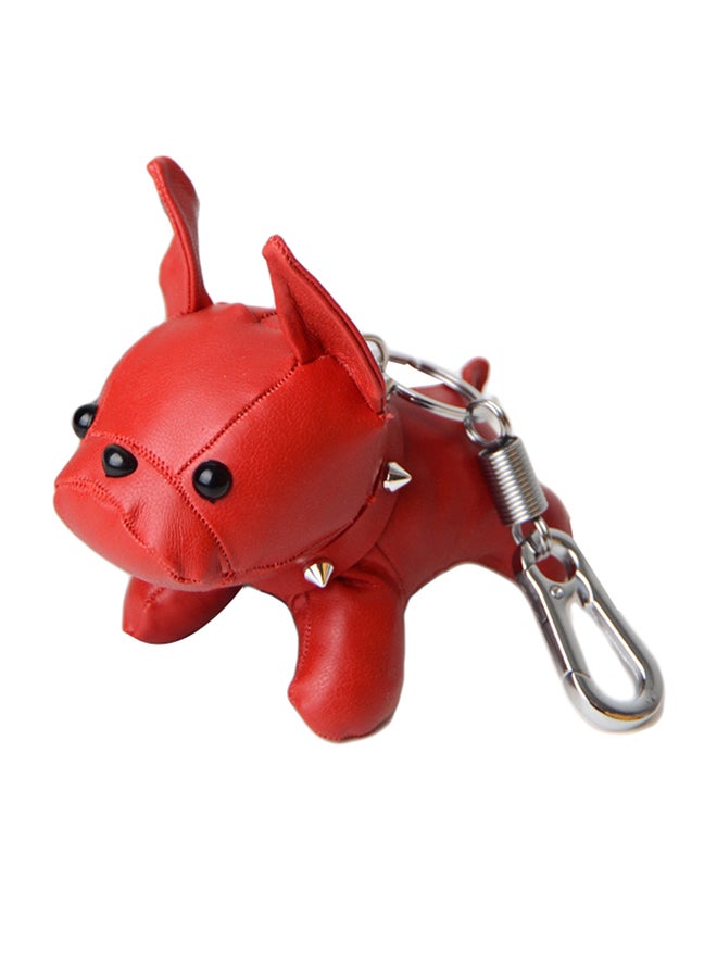 Mini Bulldog Puppy Faux Leather Doll Hanging Pendant Key Ring Keychain Decor 20 x 10 x 20cm 