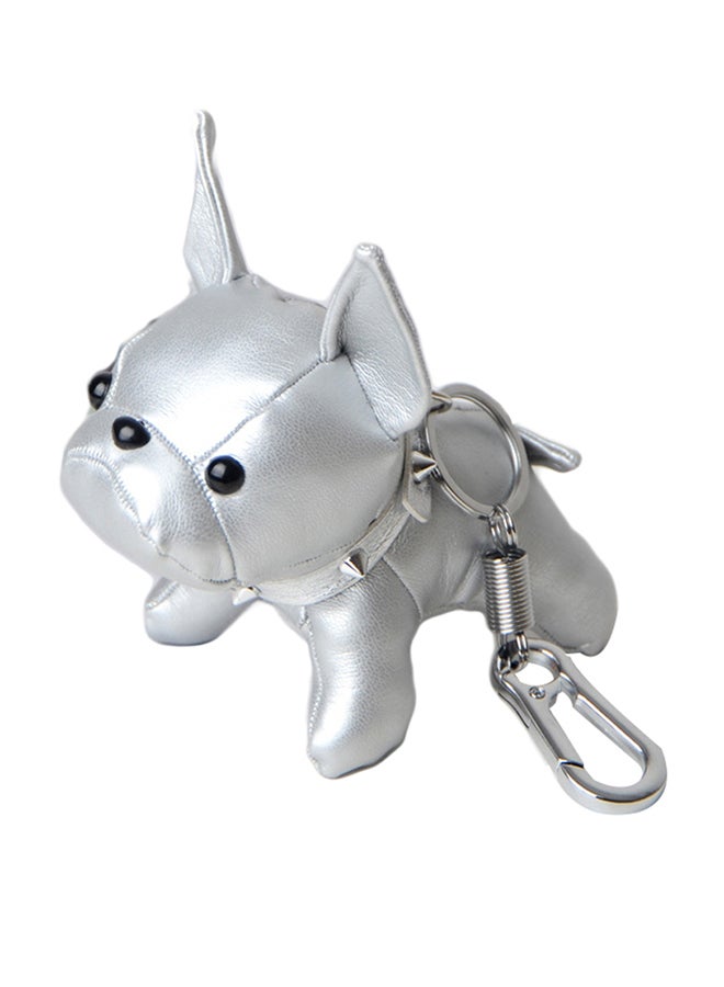 Mini Bulldog Puppy Faux Leather Doll Hanging Pendant Key Ring Keychain Decor 20 x 10 x 20cm 