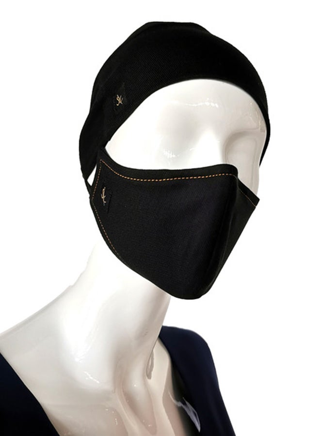 Sana'a Kayum Head Cap And Reusable Face Mask Set Black Small  - Image 1