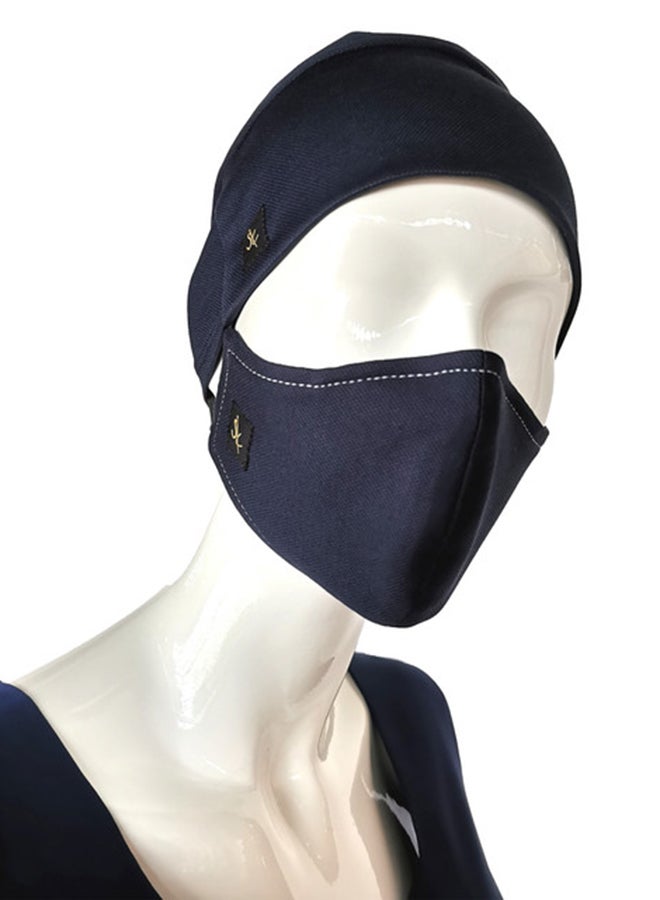 Sana'a Kayum Head Cap And Reusable Face Mask Set Navy Blue Small  - Image 1