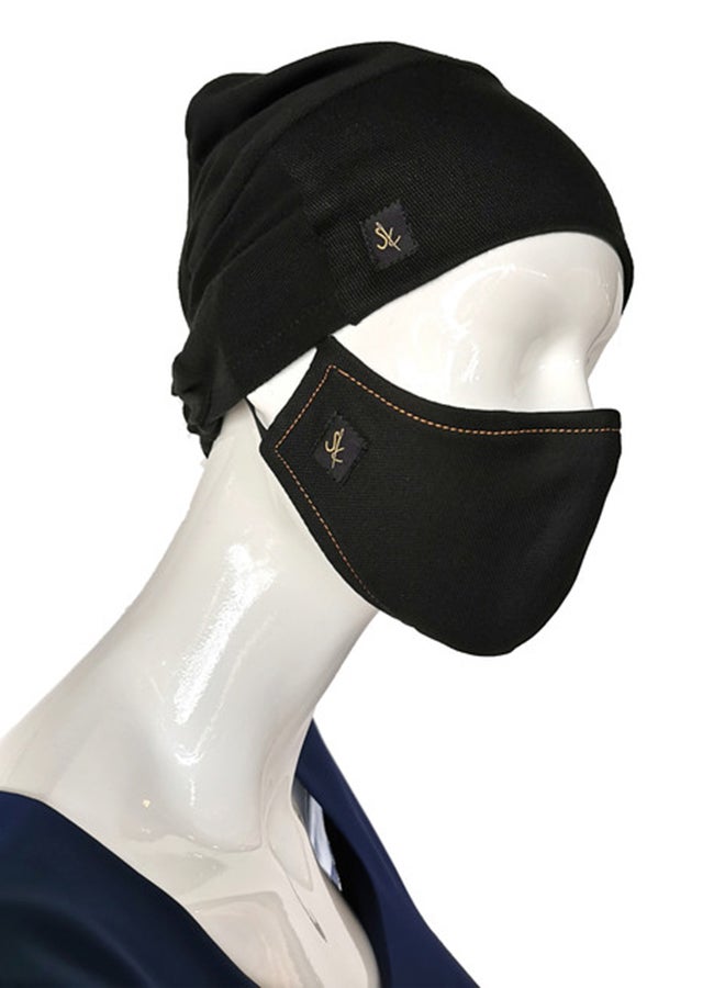 Sana'a Kayum Head Cap And Reusable Face Mask Set Black Small  - Image 2