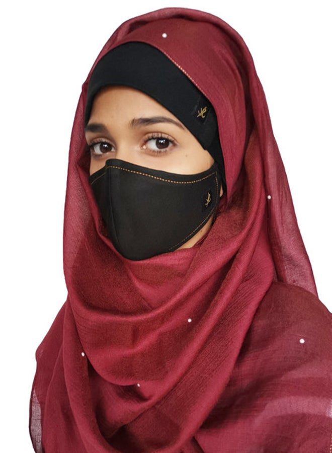 Sana'a Kayum Head Cap And Reusable Face Mask Set Black Small  - Image 4