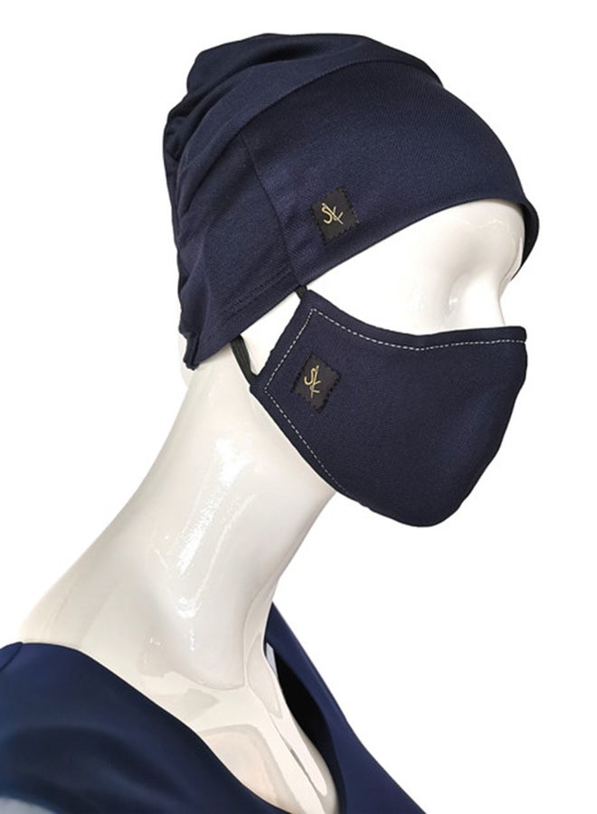 Sana'a Kayum Head Cap And Reusable Face Mask Set Navy Blue Small  - Image 2