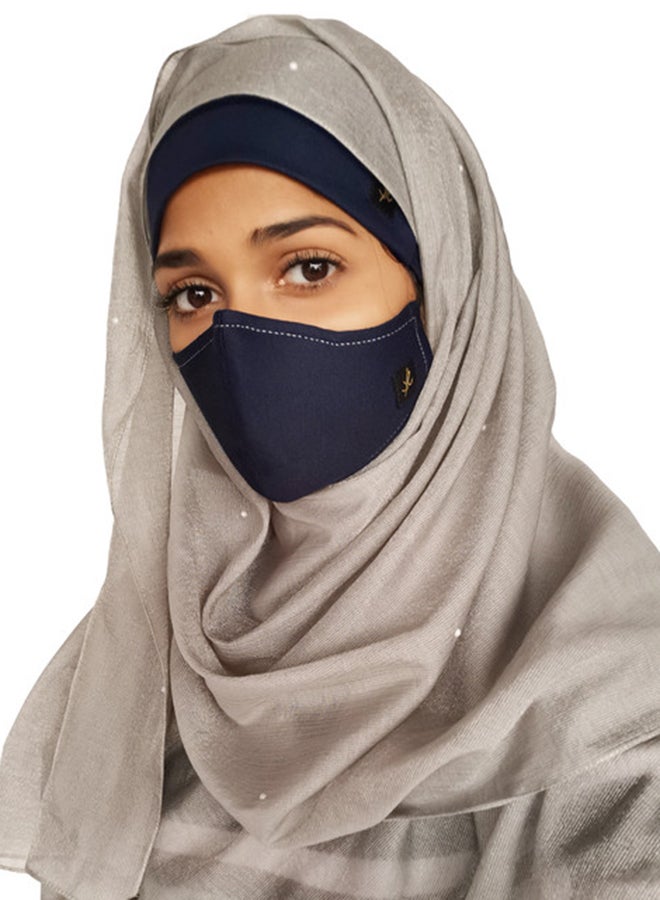 Sana'a Kayum Head Cap And Reusable Face Mask Set Navy Blue Small  - Image 4